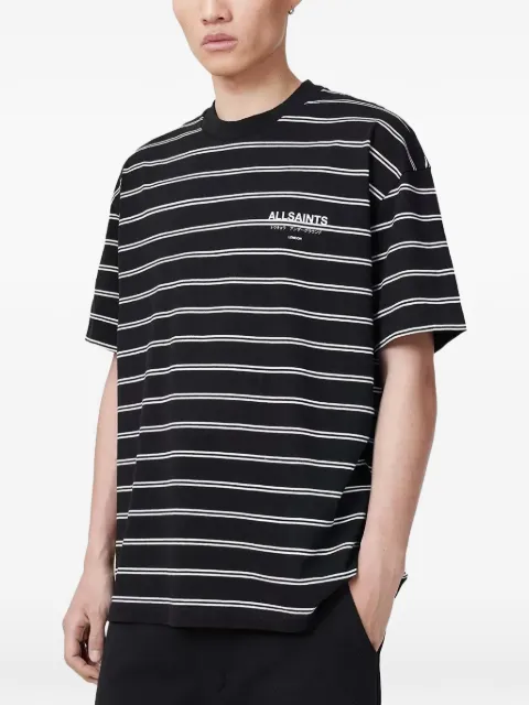AllSaints Undergorund logo-print horizontal-stripe T-shirt Black M113PB