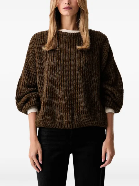 American Vintage ribbed-knit logo-patch sweater Brown CYR18A