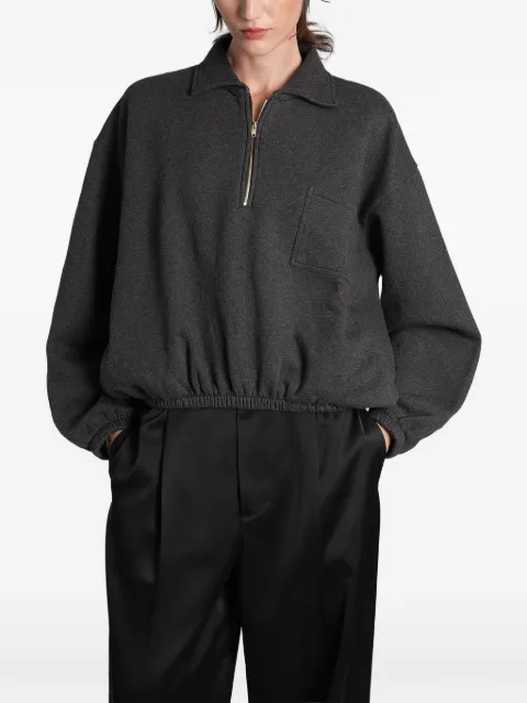 DARKPARK Alva quarter-zip elasticated-hem cropped sweatshirt Grey WJE36FAC104