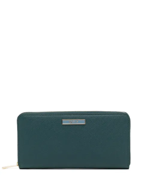agnès b. leather round-zip long wallet Green O231VCK8