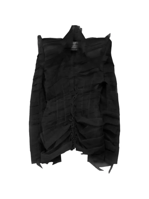 Matières Fécales pleated asymmetrical jacket Black MAT02J1041