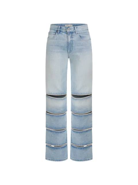 Contessa Mills New Arcada leather-trimmed slit jeans Blue CM00043LWS