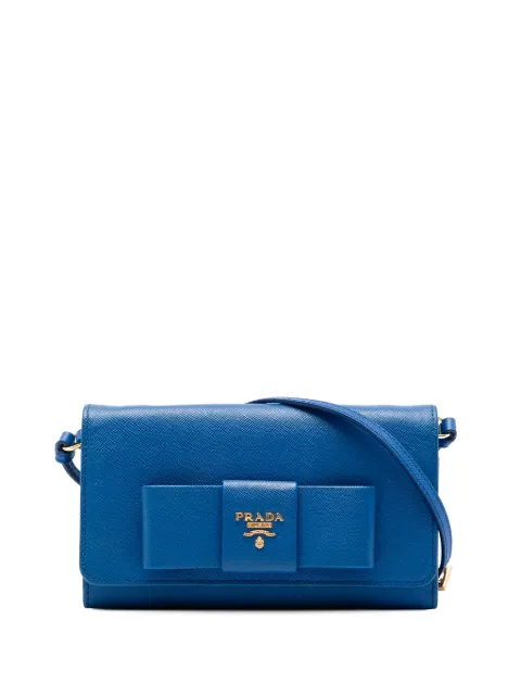 Prada Pre-Owned 2013-2026 Saffiano Lux Bow Wallet On Strap crossbody bag Blue 2MU9Q95M0VB2XH7O