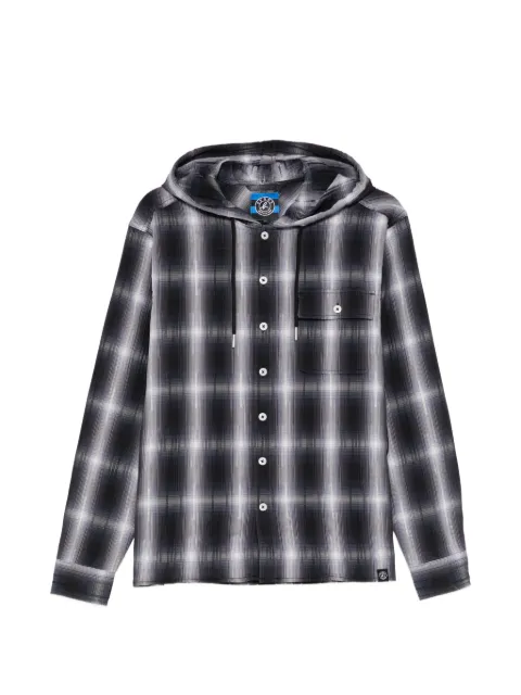 SPORT b. by agnès b. check-pattern hooded shirt Brown C670QC0H