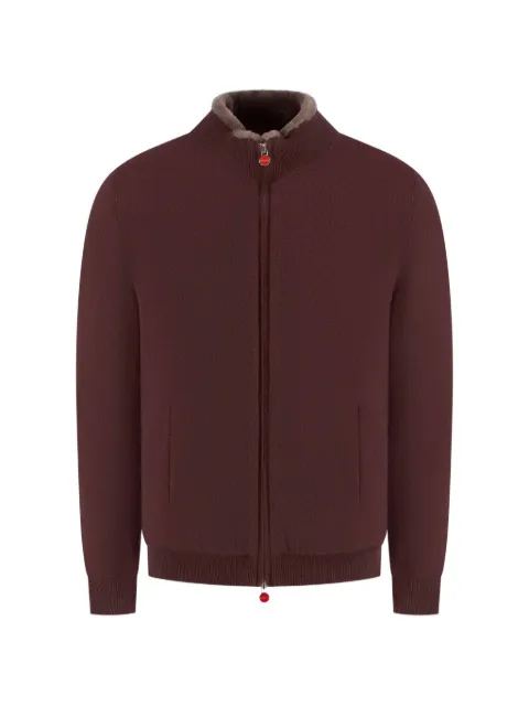 Kiton shearling-trim knitted jacket Red UMK1489K374B000