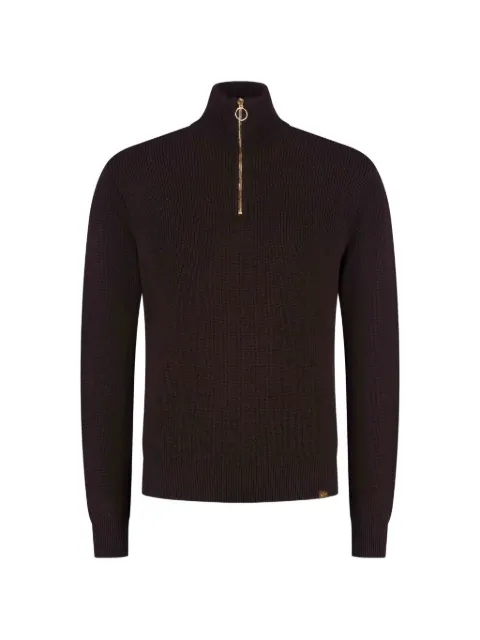Paul & Shark ribbed-knit quarter-zip sweater Brown 15311168