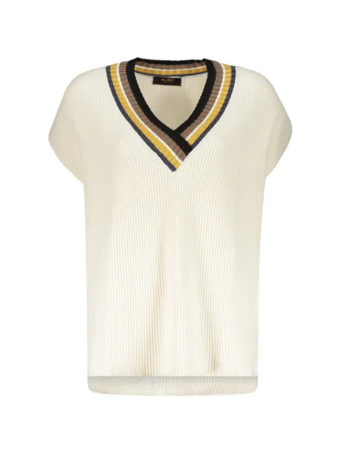 Moorer ribbed-knit V-neck top White JEANNECSN