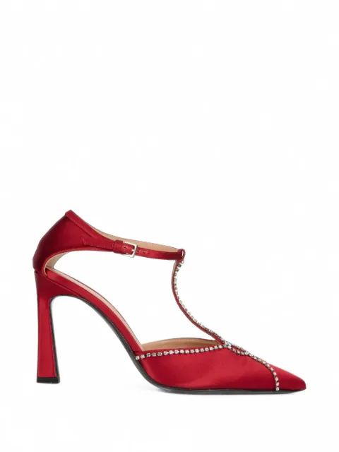 Alberta Ferretti crystal-embellished T-bar pumps Red A60178250