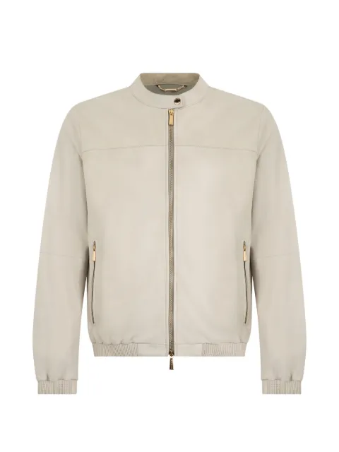 Moorer zip-up leather jacket Neutrals GYTHAPER
