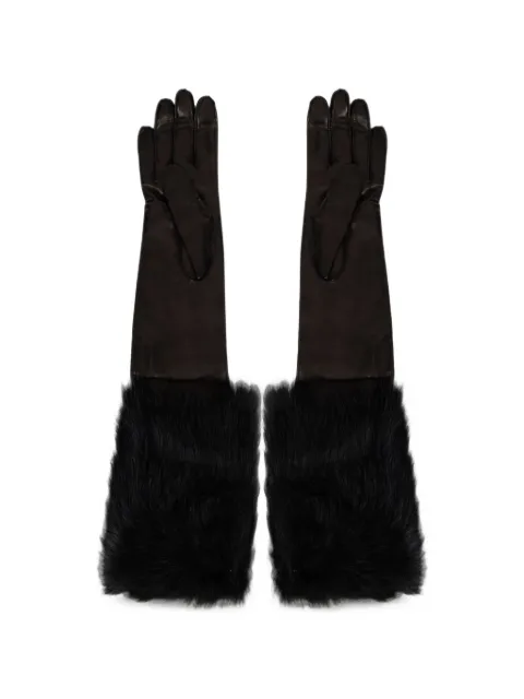Alberta Ferretti fur-trim leather gloves Black A35035193