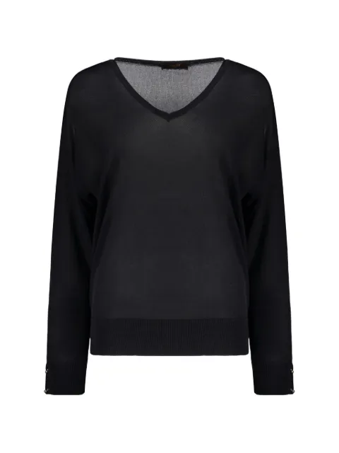 Moorer Renee V-neck long-sleeve sweater Blue RENEEFLK