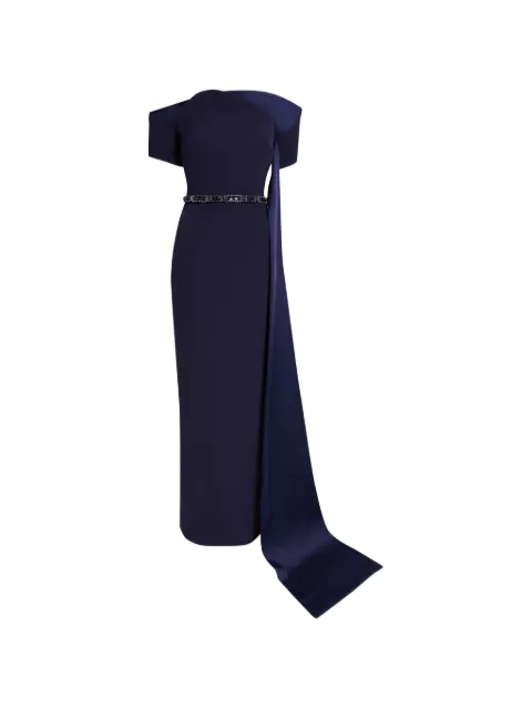 Safiyaa Giorgia asymmetric sash-detail maxi dress Blue DL14901BE681E223