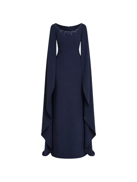 Safiyaa crystal-embellished cape-sleeve maxi dress Blue DL14821E222BE681