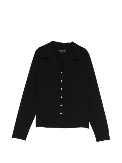 agnès b. open-collar pearl-snap shirt Black F555JX74