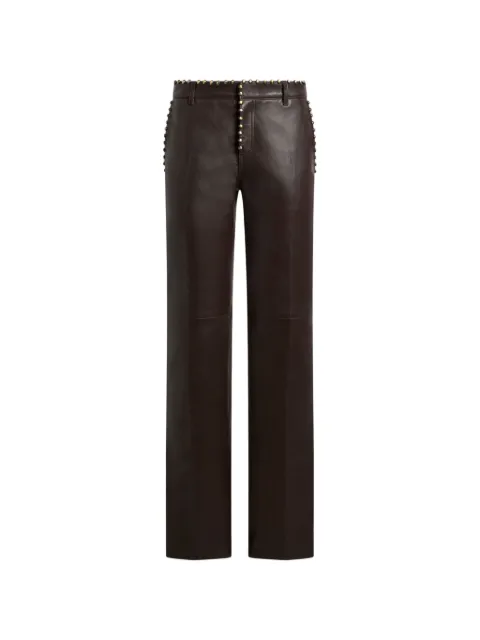 ETRO leather trousers with studs Brown WROC0015AP126