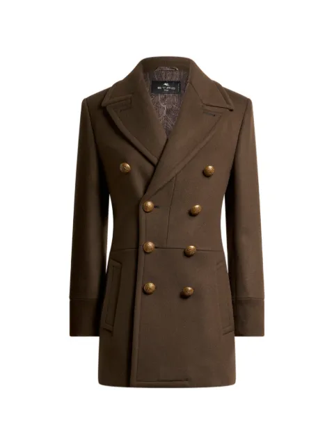 ETRO long double-breasted wool-blend cloth jacket Brown WRBA010599TUB19