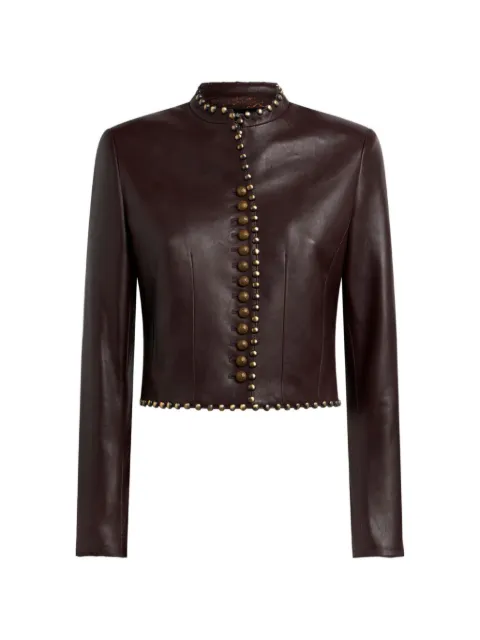 ETRO cropped leather jacket with studs Red WROA0036AP126R0369