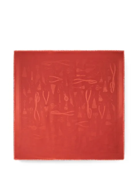 ETRO silk and wool jacquard shawl with tone-on-tone charm motif Red WAYA0001AQ14W