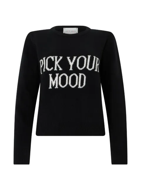 Alberta Ferretti slogan-intarsia crew-neck sweater Black J09476602