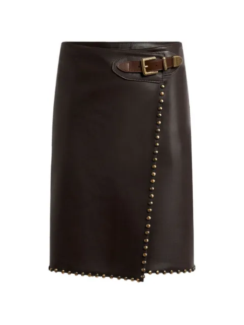 ETRO short leather skirt with studs Brown WROE0018AP126