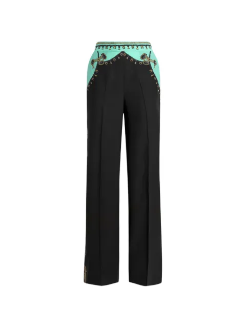 ETRO straight-leg silk trousers with placed jewellery print Black WREA0014AK1FC
