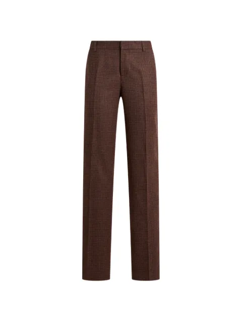 ETRO straight-leg wool trousers with pheasant feathers and micro houndstooth motif Red WREA010099TT21B