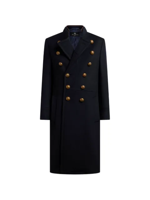 ETRO double-breasted wool-blend cloth coat Blue WRAA012899TUB19