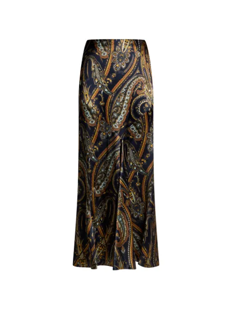 ETRO silk-blend satin maxi skirt with paisley print Blue WRFA023199SAD1Q