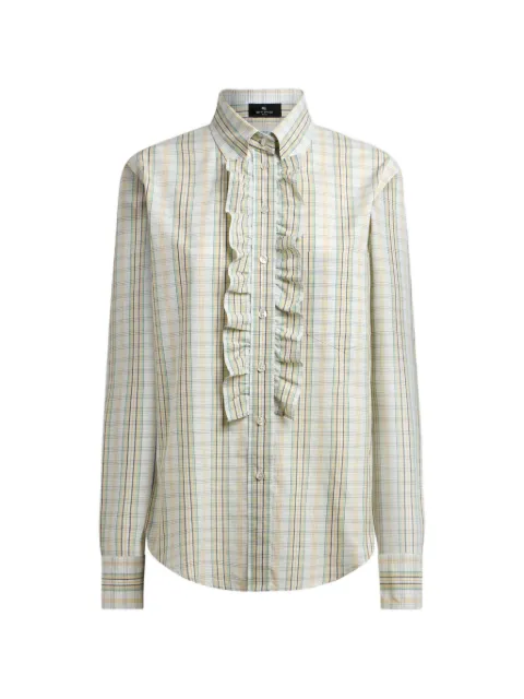 ETRO cotton shirt with bib and check motif Neutrals WRIA011899TR51D