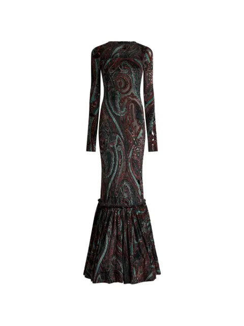 ETRO chenille-jacquard long dress with Paisley motif Black WRHA068999JJD1A
