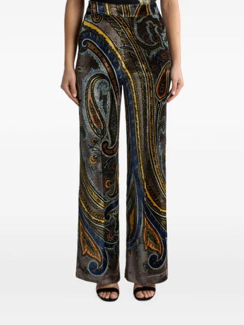 ETRO straight-leg velvet trousers with Paisley motif Grey WREA0014AK1FD
