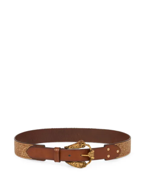 ETRO leather belt with animal buckle Brown WP3B0115AE124