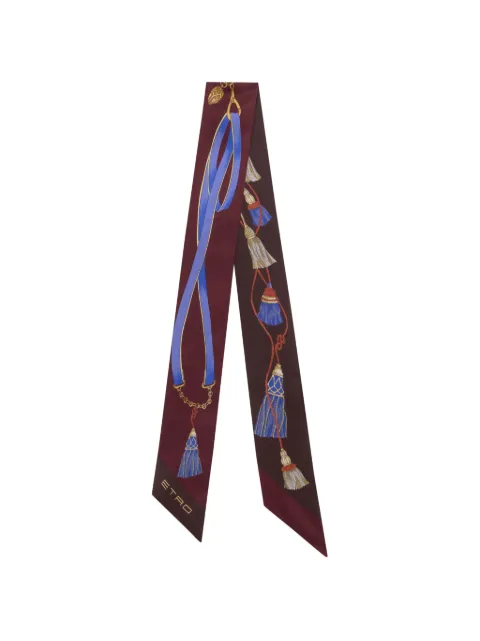 ETRO tassel-print silk scarf Red WATA0016AK1EJ