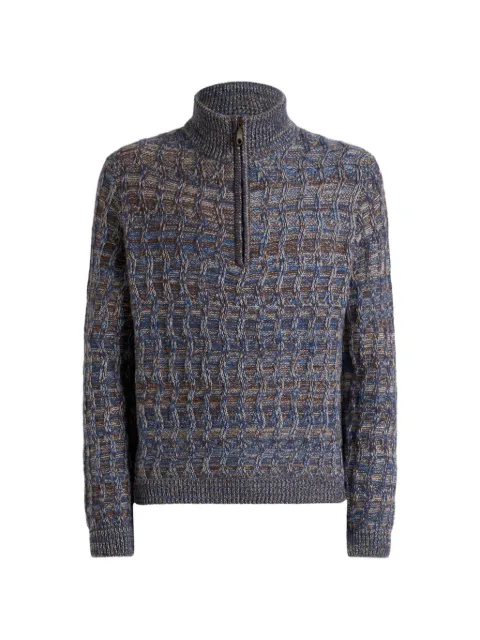 ETRO cable-knit cashmere sweater with zip Blue MRKF0115AL11H