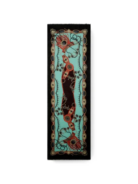 ETRO wool and cashmere scarf with jewel motif Blue WATA0005AK1EH