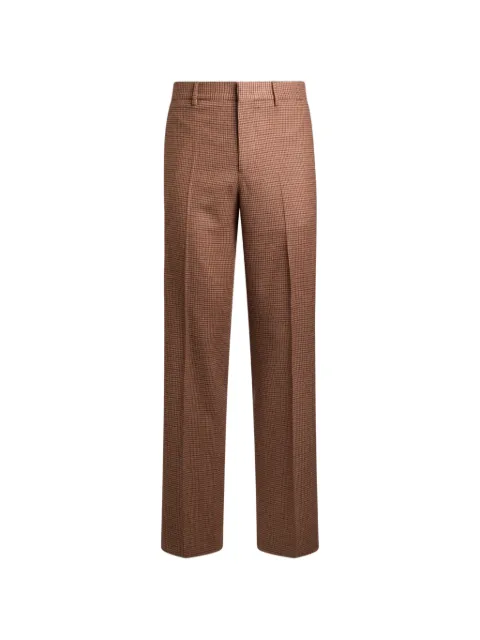 ETRO straight-leg wool-and-cashmere trousers with feathers and micro houndstooth patterns Red MRED0014AV12N