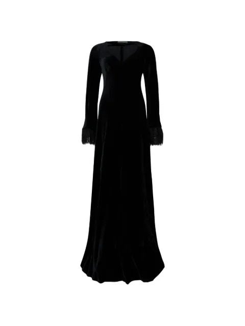 Alberta Ferretti lace-trim maxi dress Black A04265139