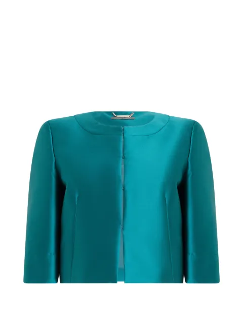 Alberta Ferretti round-neck satin-finish jacket Green V05216625