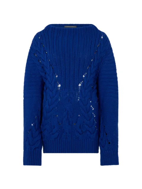Alberta Ferretti distressed-finish cable-knit sweater Blue A09485101