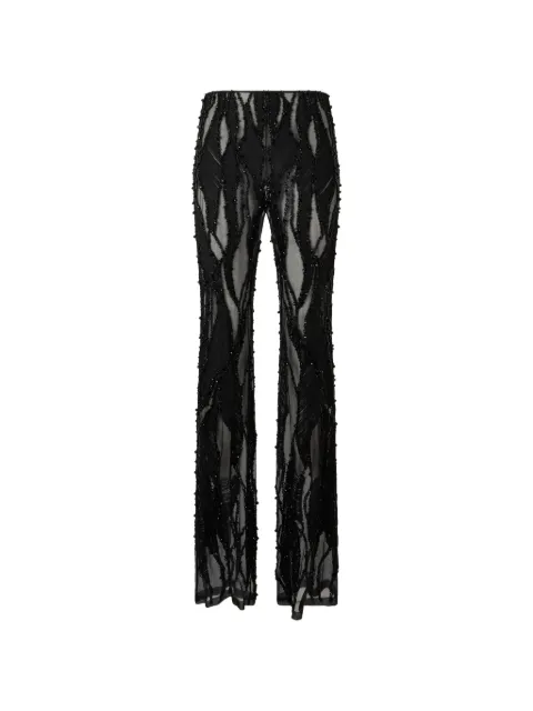 Alberta Ferretti bead-embellished sheer trousers Black A03225158