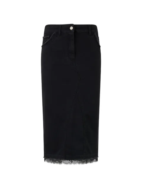 Alberta Ferretti lace-trim midi skirt Black A01256678