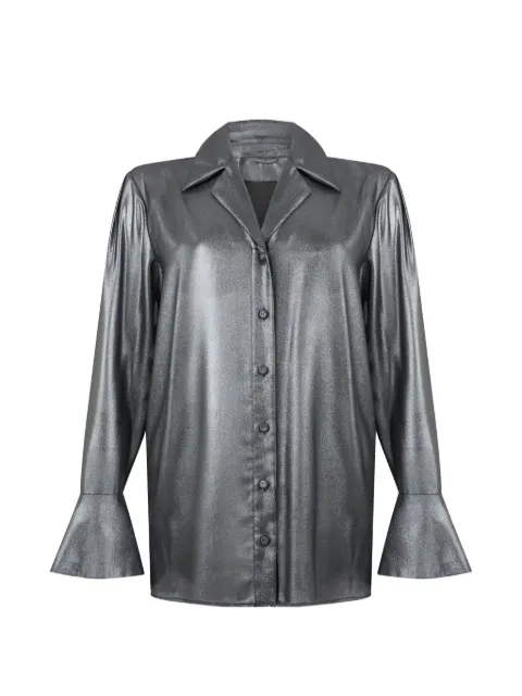 Alberta Ferretti metallic-effect long-sleeved shirt Silver A02075128