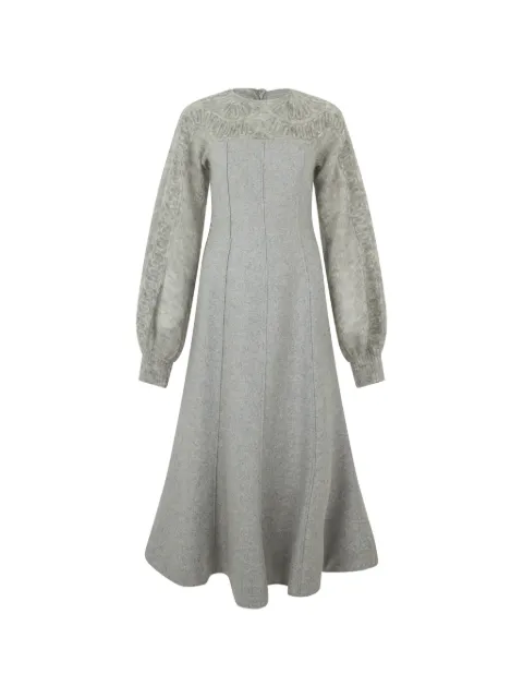 Alberta Ferretti embroidered long-sleeved midi dress Grey A04355136