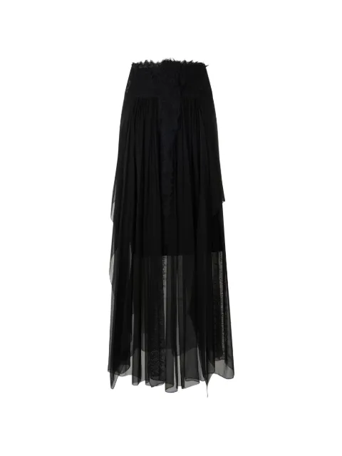 Alberta Ferretti lace-trim pleated midi skirt Black A01065114