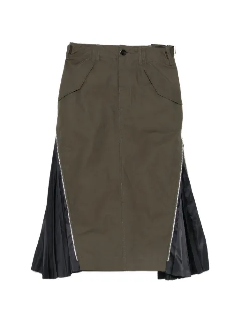 sacai pleated-panel zip-detail mid skirt Grey 2608580