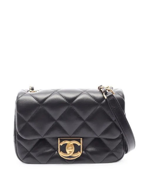 CHANEL Pre-Owned 2021-2026 Small Quilted Lambskin Metal Edge CC Flap crossbody bag Black B8KS6T872GO6LFHN