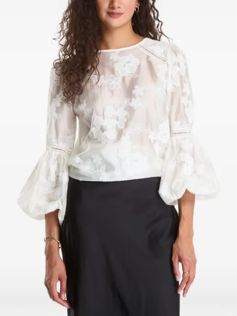 GUESS USA embroidered-floral bell-sleeve blouse White W6YH28W2950G012