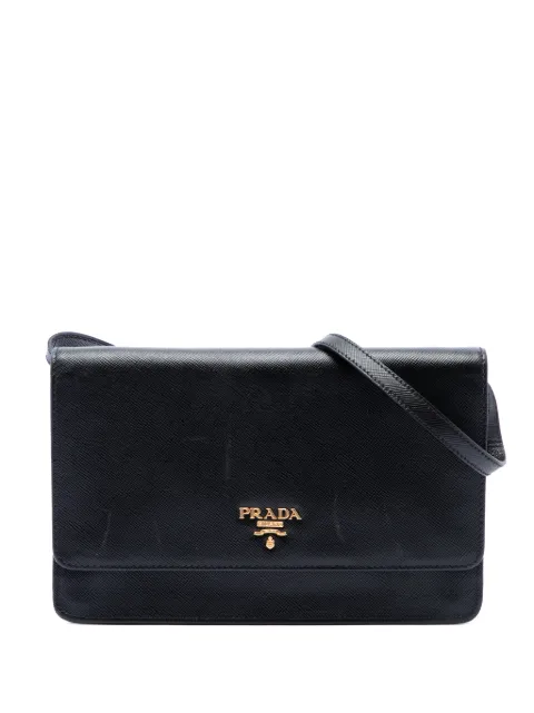 Prada Pre-Owned 2010-2026 Saffiano Wallet on Strap crossbody bag Black XMMD3EOZNHSOTOO9