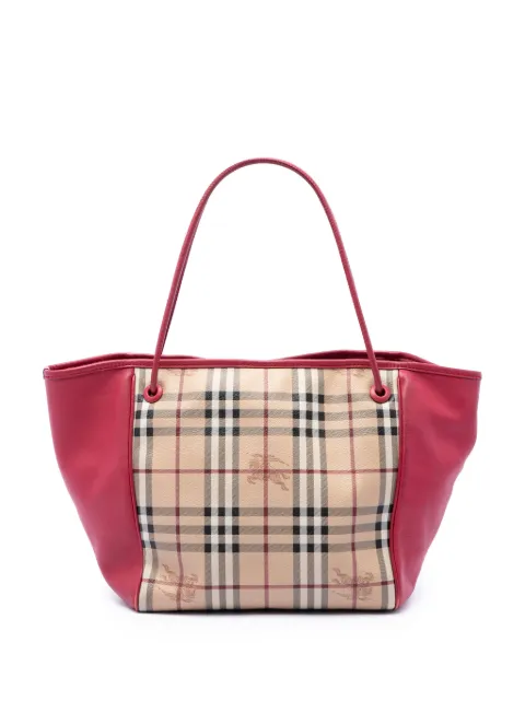 Burberry Pre-Owned 2000-2017 Small Haymarket Check Coated Canvas and Calfskin Canterbury tote bag Neutrals P813BVDNDYKPEZ5Z
