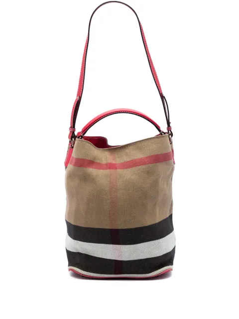 Burberry Pre-Owned 2000-2017 Medium Mega Check Canvas Ashby Bucket Bag satchel Brown TTV0NTS88CGIDMZZ